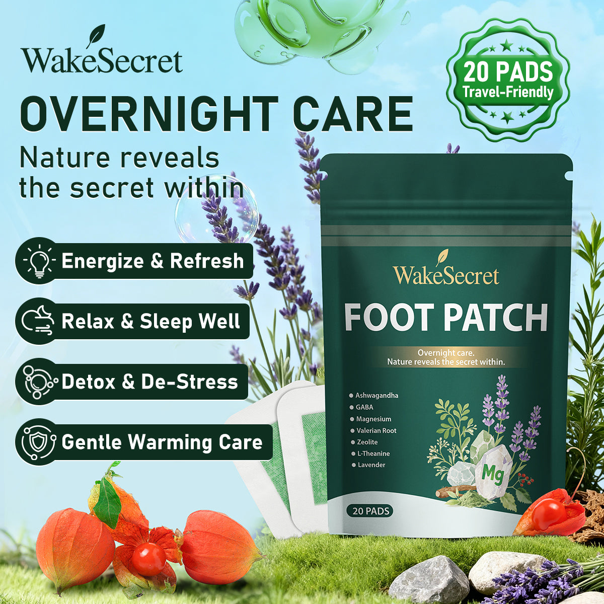WakeSecret Natural Foot Patch 4 pack